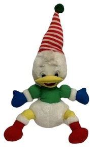 Vintage DUCK PLUSH by SOFT THINGS Brand white stuffed Toy Red Striped Hat HTF - Picture 1 of 8