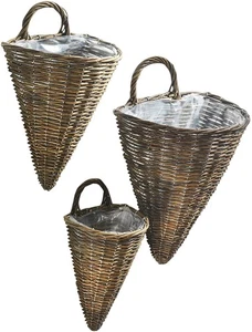 Füllhorn Wandkorbset - ungeschälte Weide - mit Folie ausgeschlagen - S/3 - Bild 1 von 7