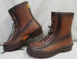 RED GIANT STEEL SHANK WATERPROOF INSULATED LACE UP RUBBER BOOT MENS 12 M.I.JAPAN - Picture 1 of 13