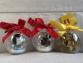 LEGO Christmas Ornaments 853574 Reindeer 853796 Penguin 853345 Gold Bricks