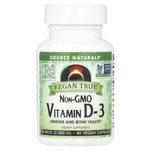 Vegan True®, Non-GMO Vitamin D3, 50 mcg (2,000 IU), 60 Vegan Capsules - Picture 1 of 2