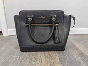 Kate Spade AS IS schwarze Lederhandtasche Beuteltasche Handtasche Medium - Bild 1 von 7
