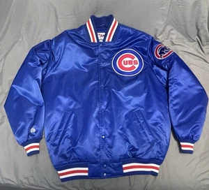Chaqueta de satén Majestic Chicago Cubs XL de colección 2008 MLB Dugout Bomber Varsity Hombres - Imagen 1 de 15