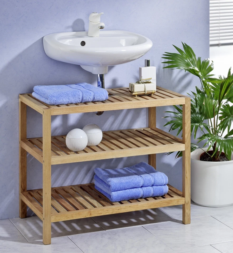 Waschbeckenunterschrank Waschbeckenregal Badezimmerregal, aus Walnussholz - Bild 1 von 2