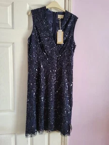 N01 DESIGNERS AT DEBENHAMS JENNY PACKHAM DARK BLUE Sequined Size 16 Uk . - Picture 1 of 11