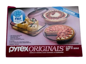 Vintage PYREX Cranberry 4 PIECE BAKE N SERVE SET NEW IN BOX - Picture 1 of 3