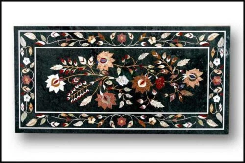 48" x 24" Marble Center Table Top Pietra Dura Inlay Work Home Decor - Image 1 of 1