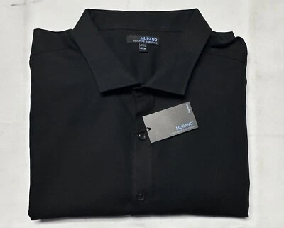 Camisa Top Murano Essentials Para Hombre 4XB Manga Larga 100% Algodón Negra Nueva Foto 1 de 4