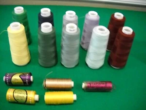 Lot 10 Maxi-Lock Threads / plus 5 rolls finishing touch rayon thread - Picture 1 of 4