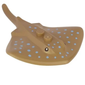 Lego Tan Manta Ray/Stingray con 2 tachuelas con ojos negros y puntos azules claros - Imagen 1 de 2