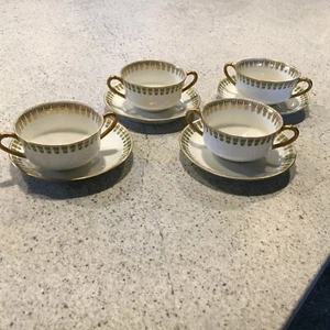 Schleiger 891 by HAVILAND France - Set di 4 tazze e piattini piatti Brodo - - Foto 1 di 8