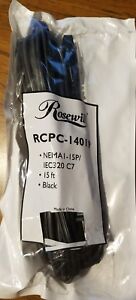 Brand *NEW Rosewill 15' 2-Slot AC Power Cord for Computer Black Electric Cord