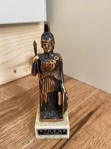 Vintage Bronze Statue Figurine On Marble Greek Goddess Athena Made in Greece EUC - Picture 1 of 13