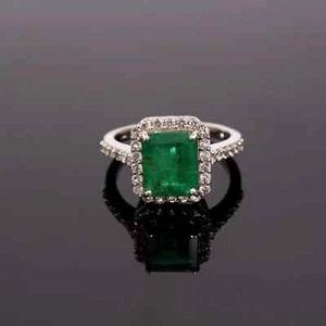 Natural Zambia Esmeralda Verde Ring-925 Anillo Plata de Ley Corte Joyería - Imagen 1 de 4