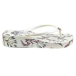 Tory Burch Women’s Thandie White Floral Wedge Sandal Size US 8