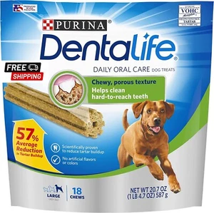 2 Bags - PURINA DENTALIFE Large Adult Dog Dental Chew Treats 18ct - Picture 1 of 7