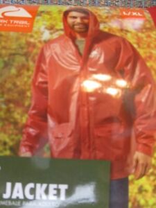 Ozark Trail 2-Pak Water Resistant PVC Free Red L/XL Hooded Rain Jacket SR$40 NEW