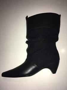 Stella McCartney Fashion Black Stylish Slouchy Pointed Toe Boots Size 4 - Picture 1 of 6