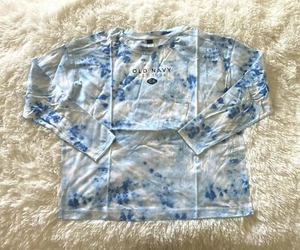 Old Navy Long Sleeve Logo Graphic Easy T Shirt Blue Tie Dye Women's Size Large - Picture 1 of 5