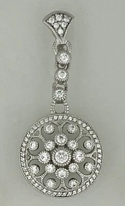 JUDITH RIPKA 925 STERLING SILVER STATION DIAMONIQUE ROUND PENDANT - Picture 1 of 2