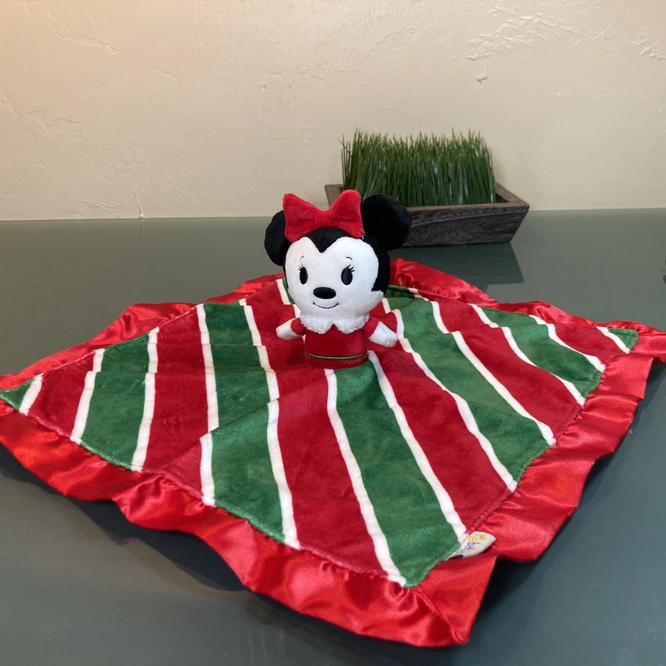 Disney Itty Bittys Minnie Mouse Plush Lovey Blanket Christmas Holiday 15 In Sq - Image 1 of 4