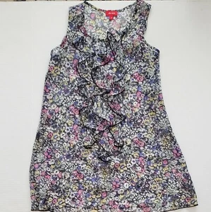 Ella Moss Girl's Top Size 10 Shirt Tank Ruffle Sheer Floral Sleeveless - Picture 1 of 5