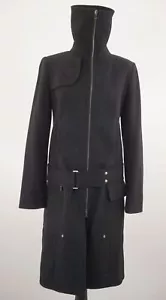 Patrizia Pepe Women's Coat 42 Black Uni Long Single Row Woollen Fabric+Wool - Picture 1 of 6