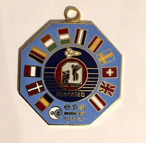 NASA Key Chain Fob/ Charm for European Space Agency,  Space Lab, Blue, Octagon  - Picture 1 of 2