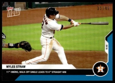 2020 Topps Now Blue Myles Straw 32/49 Houston Astros #126 R20 - Image 1 of 2
