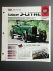 1925 - 1929 Sunbeam 3-Litre Roadster IMP "Hot Cars" Spec Sheet, Folder Awesome