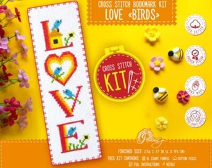 Love Cross Stitch Kit Quote Bookmark "Birds" with Simple Counted Pattern - Picture 1 of 10