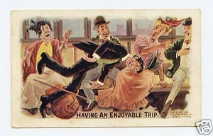 "Having An Enjoyable Trip" Comic Embossed Color Postcard - Picture 1 of 2