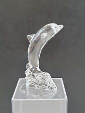 Waterford Leaping Dolphin on Waves Clear Crystal Sculpture Figurine 5.5” EUC