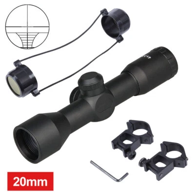 Tactical 4x32 Riflescope Dot Sight Scope Crosshair Hunting Optic 20mm Rail Mount - Image 1 of 4