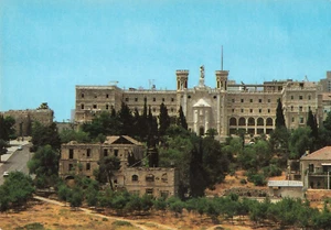 Publicidad de fachada central de Jerusalén Israel, Notre Dame, postal vintage - Imagen 1 de 2
