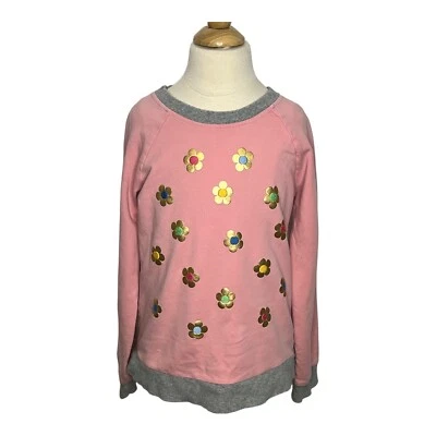 Hanna Andersson Girls Pink Gold Metallic Floral Sweatshirt Sz 130 8 - Image 1 of 3