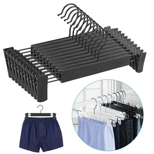 10 PACK Plastic Pants Hangers for Clothes Skirt Trouser Space Saver Black&White - Picture 1 of 19