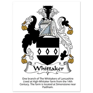 Whittaker Lancashire Crest Heraldry Fine Art Poster 45×60 cm / 18×24″ - Picture 1 of 3