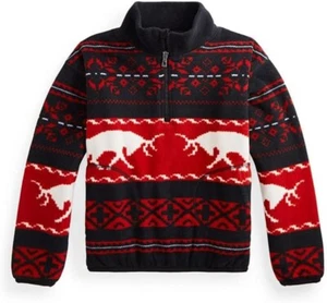 NWT Polo Ralph Lauren Big Girl's S (7) Fair Isle Fleece Quarter Zip Pullover - Picture 1 of 8