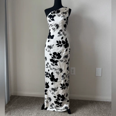Maxi Vestido Floral Carmen Marc Valvo 100% Seda Un Hombro Para Mujer Talla 8 Formal” Foto 1 de 4