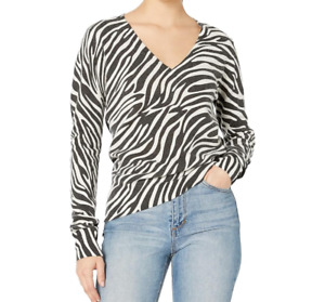 Charter Club Cashmere Sweater Womens Large Brown Long Sleeve V Neck Zebra Print