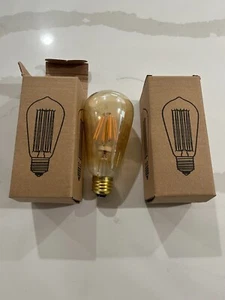 Vintage Edison LED Bulbs, ST58 E26, Dimmable, 4W (40W Equivalent) Amber 2 each - Picture 1 of 4