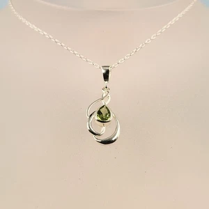Silver Peridot Pendant, Natural, Green Peridot, Semi Precious Gemstone, - Picture 1 of 4