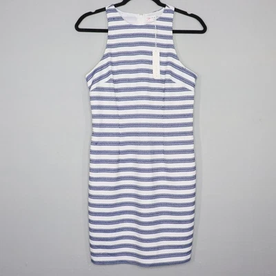 Vestido ajustado a rayas Trina Turk talla 0 sin mangas espalda deportiva blanco azul nuevo con etiquetas Foto 1 de 4