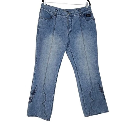 Harley-Davidson Women's Bootcut Jeans with Embroidered Eagles Size 14 - Image 1 of 4