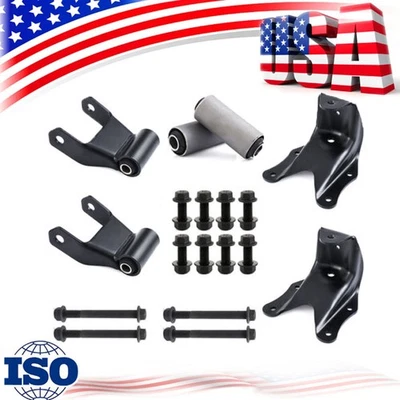 Kit de suspensión de soporte de grillete de resorte de hoja trasera para 80-96 Ford F150 F250 F350 Bronco Foto 1 de 4