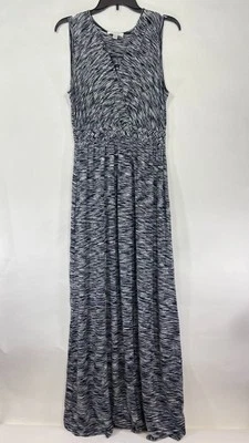 Maxi Vestido Spense Para Mujer Cuello en V Sin Mangas Espaciado Gris Negro Talla Mediana Foto 1 de 4