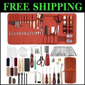 Luxury Leather Working Tools Kit with Custom Storage Bag – 80 Pieces Included - Picture 1 of 9