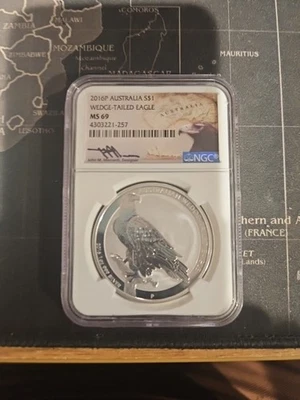 Australia 2016 Silver Wedge-Tailed Eagle NGC MS69 Signed John Mercanti - Image 1 of 3