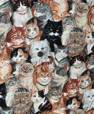 Cats, Size 35” x 44”, 100% cotton, 1 Available - Image 1 of 4